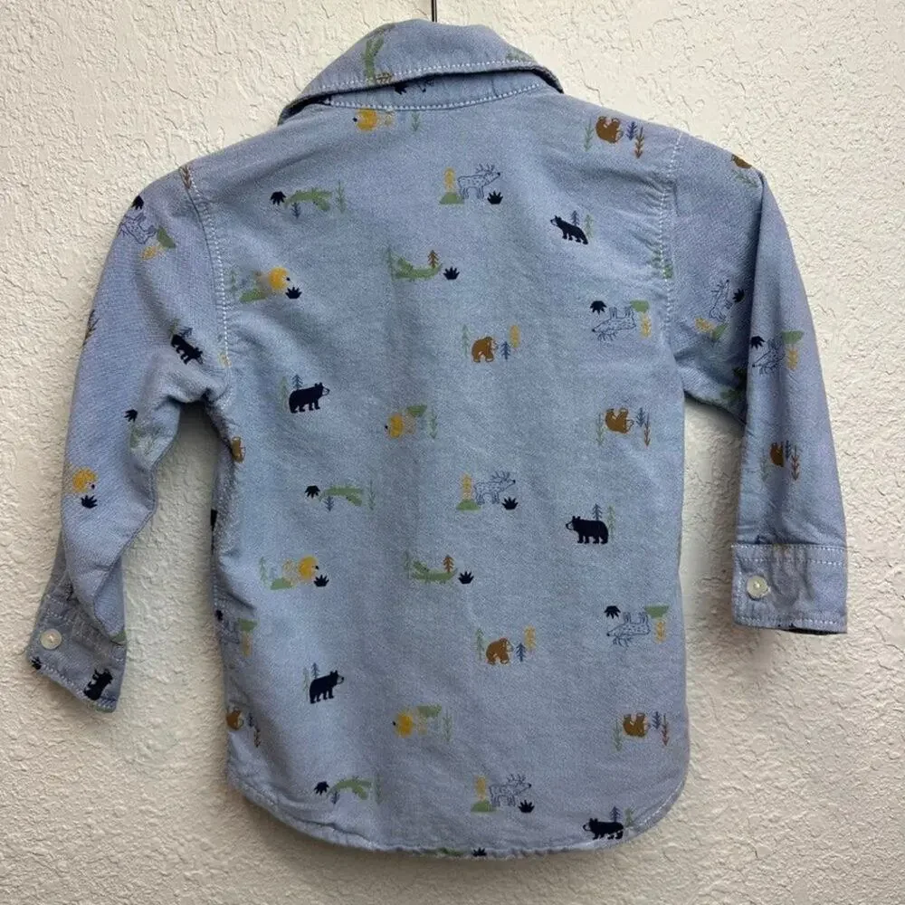 Carters's Set of 3 Short Sleeve Button Down Shirts Different Prints 18M